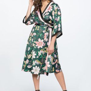 ELOQUII Floral Kimono Wrap Dress